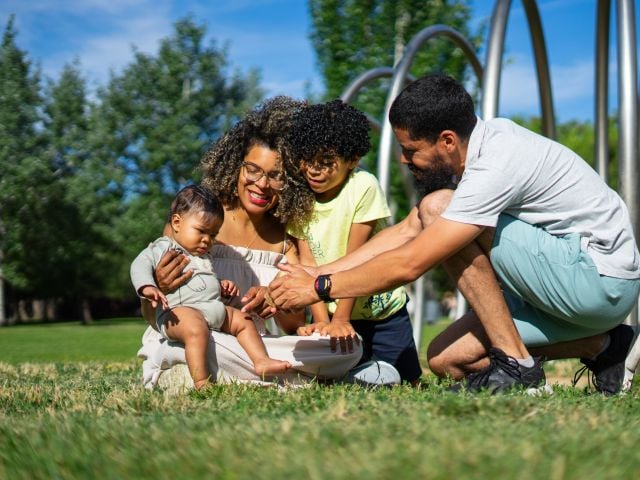 A family in a park