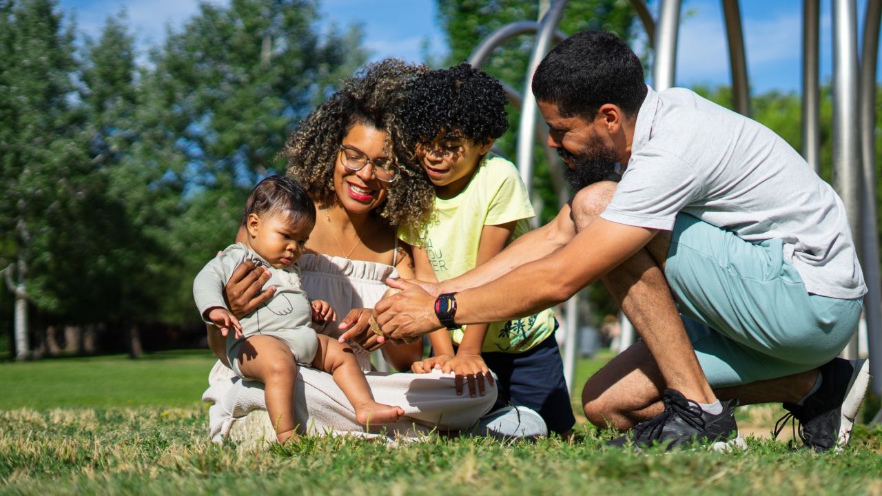 A family in a park