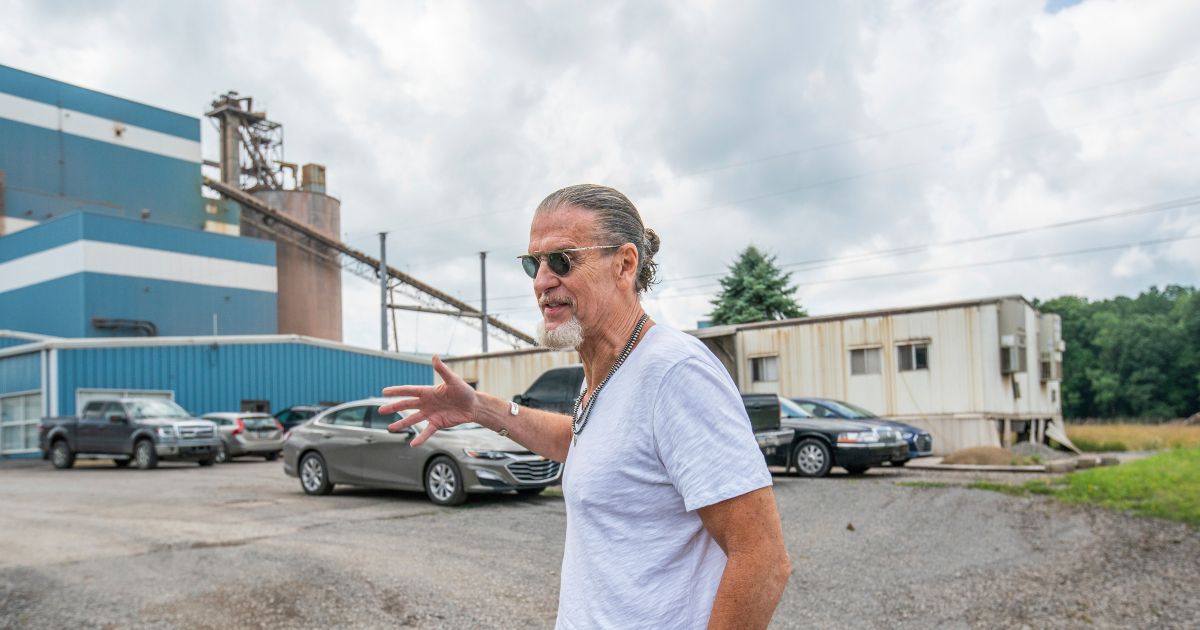 Bill Spence, co-chairman of Stronghold Digital Mining, shows off the Scrubgrass Power Plant, where large shipping containers house thousands of bitcoin mining machines