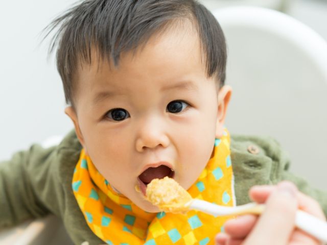 Baby eating food