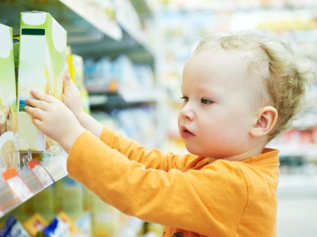 Child looking at cereal
