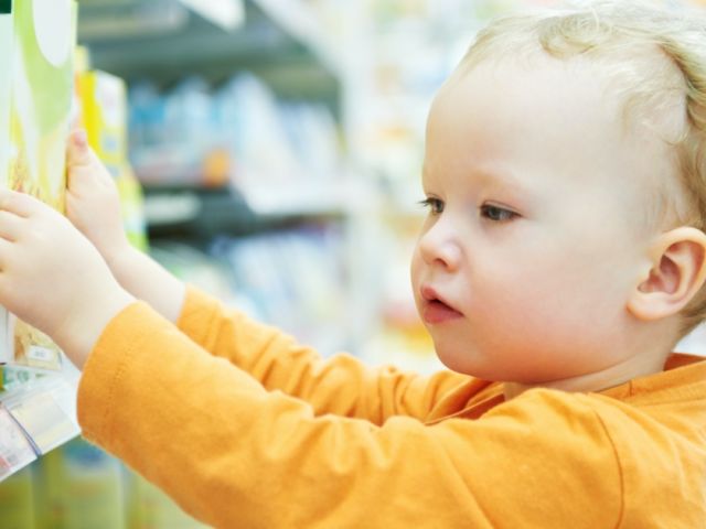 Child looking at cereal