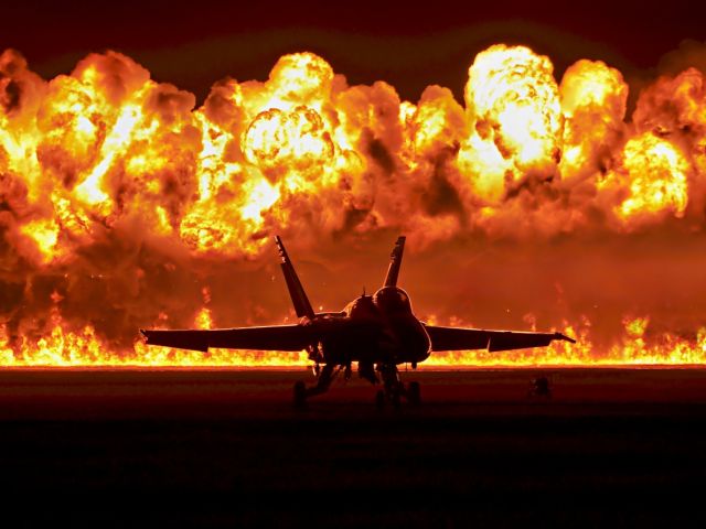 Fighter jet in flames