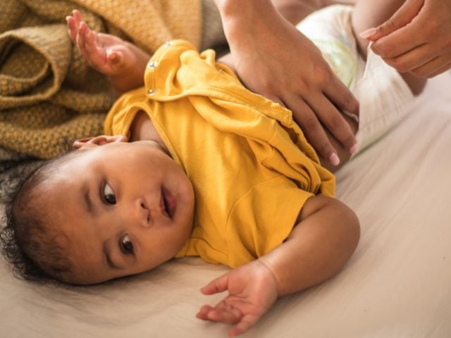 Baby getting a diaper change