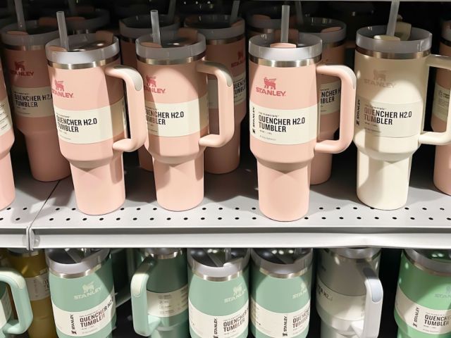 Shelf of Stanley cups