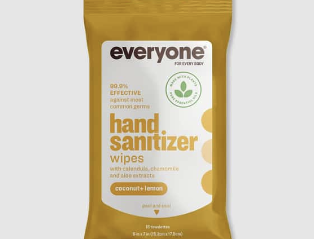 Everyone Hand Sanitizer Wipes, Coconut + Lemon