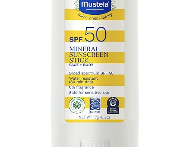 Mustela Mineral Sunscreen Stick, Face and Body, SPF 50