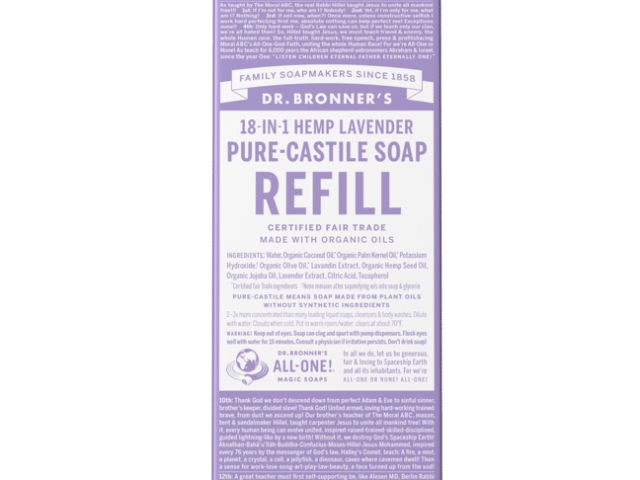 Dr. Bronner's 18-in-1 Hemp Pure-Castile Soap Refill, Lavender