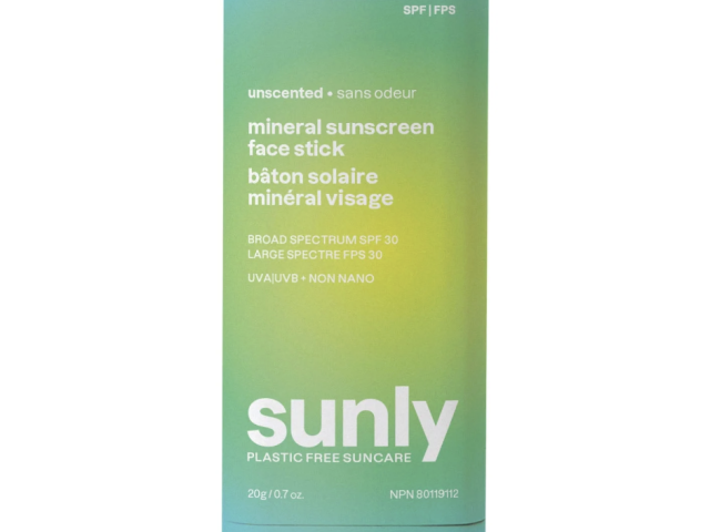 A green and blue sunscreen stick labeled "Attitude" with SPF 30.