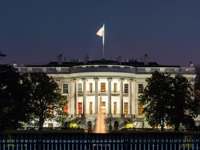 The White House at night