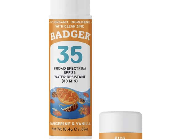 Badger Kids Mineral Sunscreen Face Stick, Tangerine & Vanilla, SPF 35