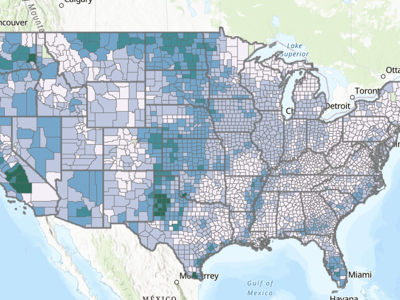 Crop insurance and farm subsidy program payments by county, 2021-2023