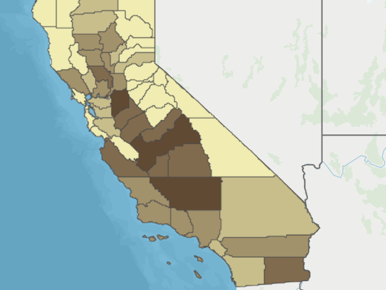 Map of PFAS pesticde use in California