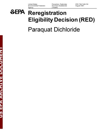EPA archival document cover: Reregistration Eligibility Decision (RED) for Paraquat Dichloride