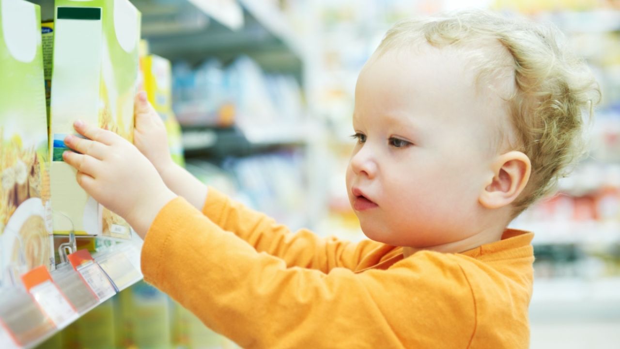 Child looking at cereal