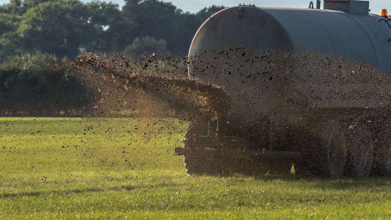 Truck applying manure