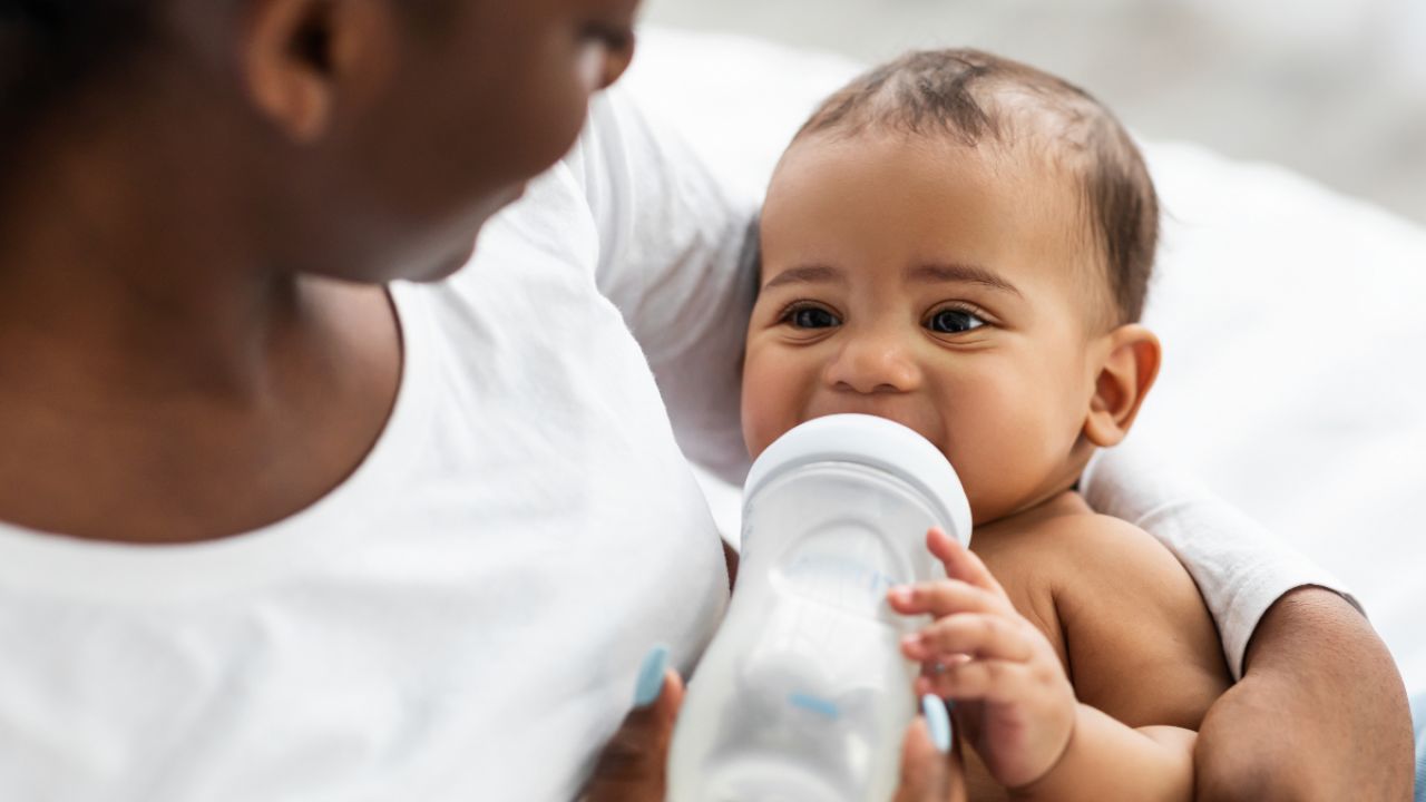 Baby drinking formula